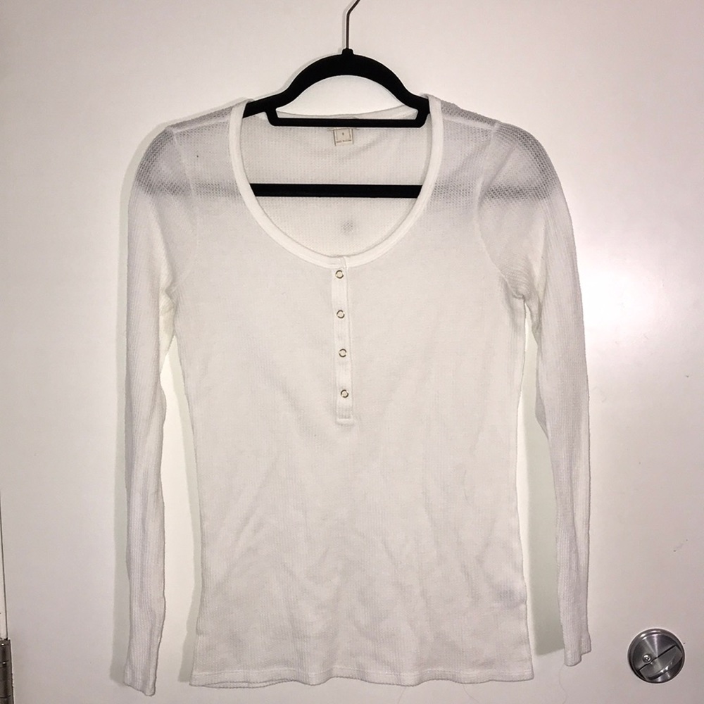 J Crew White Thermal Waffle Henley sz. small